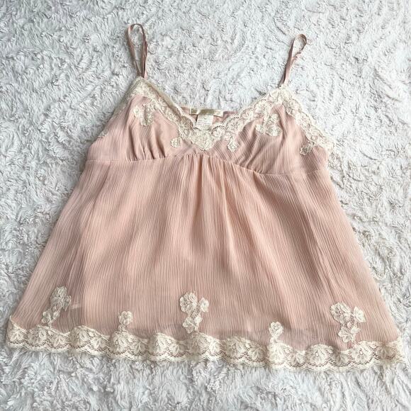 Gold Hawk silk chiffon lace camisole cami tank blouse top vintage Y2K fairy M - Picture 12 of 16